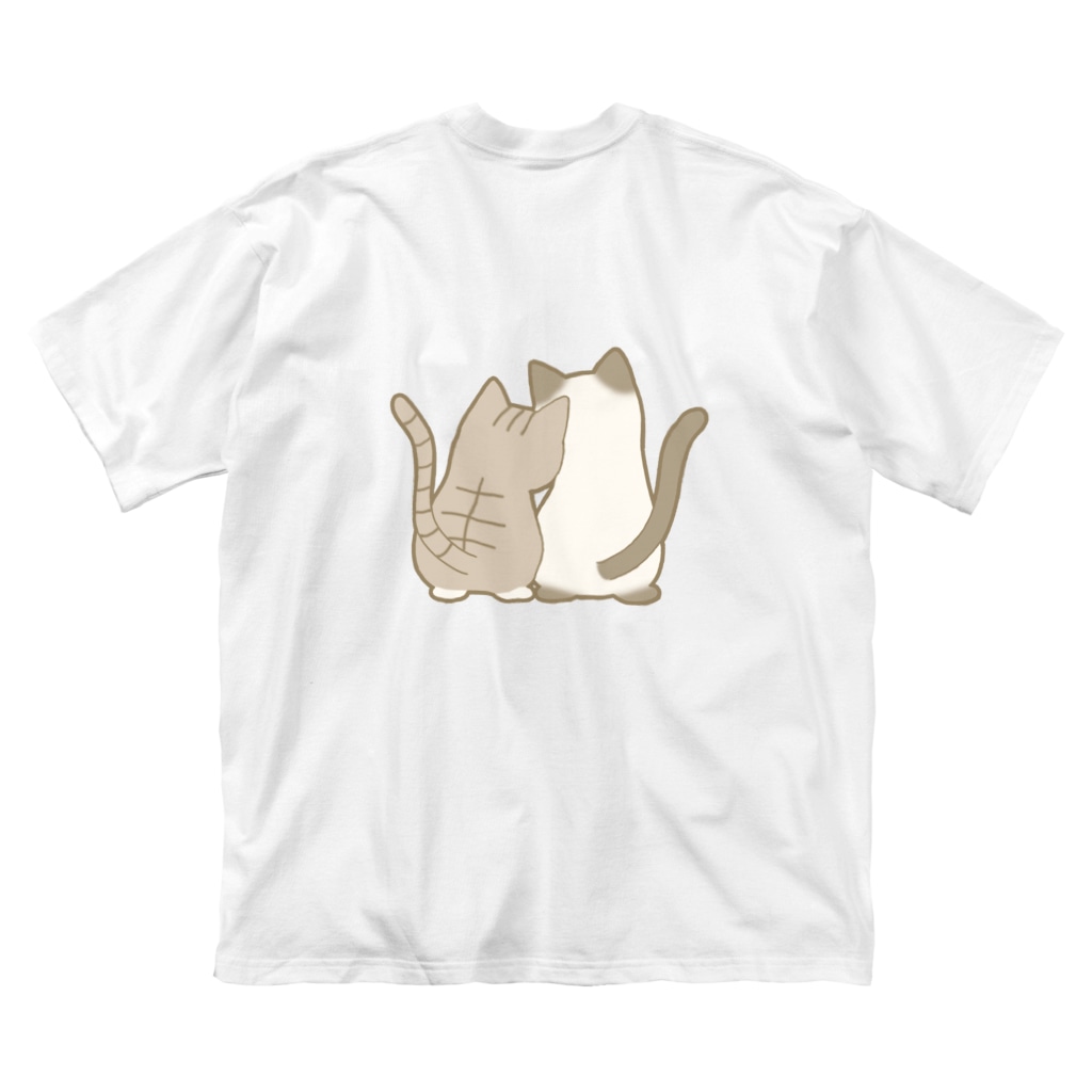 かわいいもののおみせ　いそぎんちゃくの表裏印刷　仲良し猫　キジ白&ポインテッド Big T-Shirt