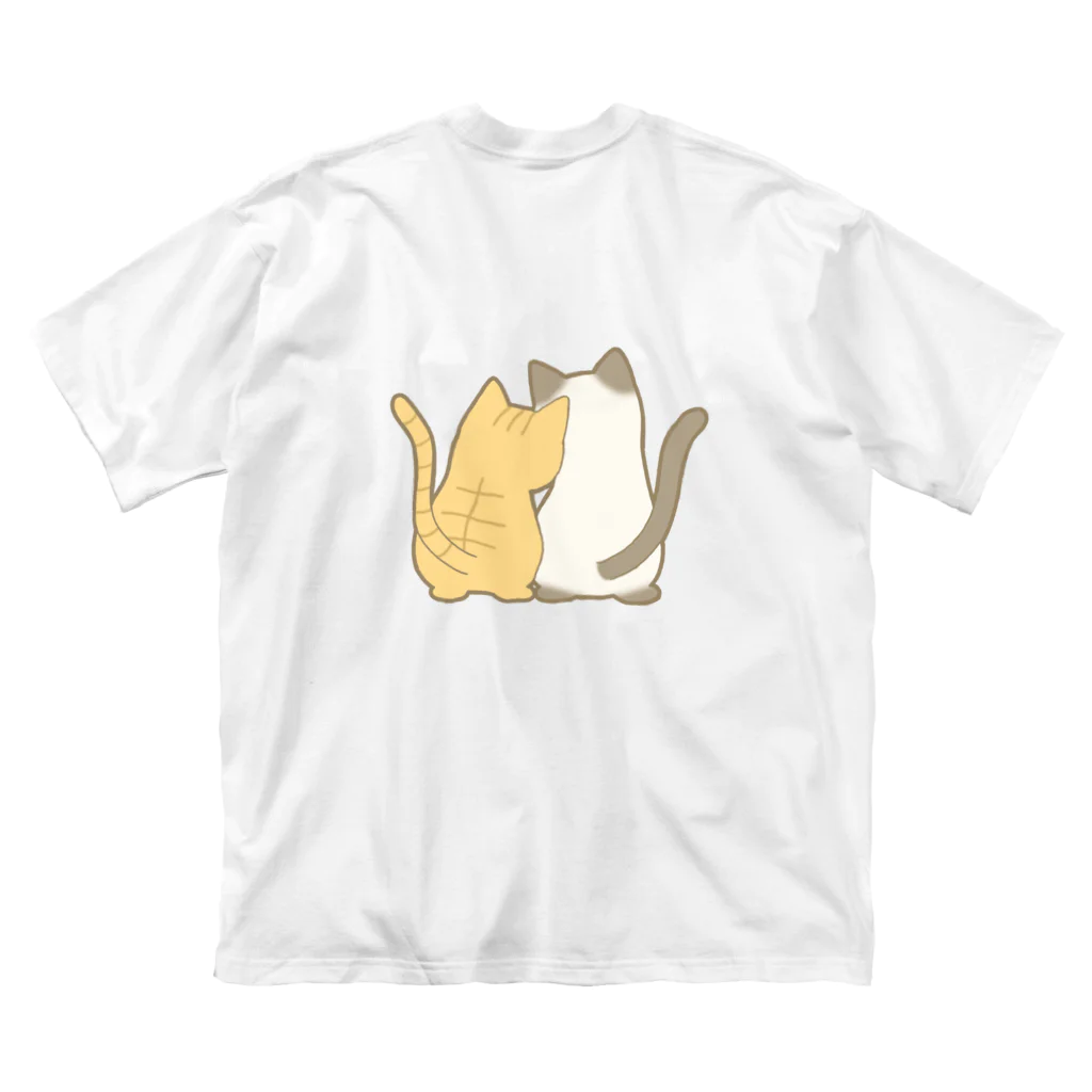 かわいいもののおみせ　いそぎんちゃくの表裏印刷　仲良し猫　茶トラ&ポインテッド Big T-Shirt