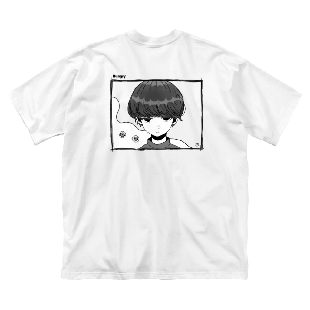 Hungryのたろう tシャツ ホワイト ビッグシルエットTシャツ