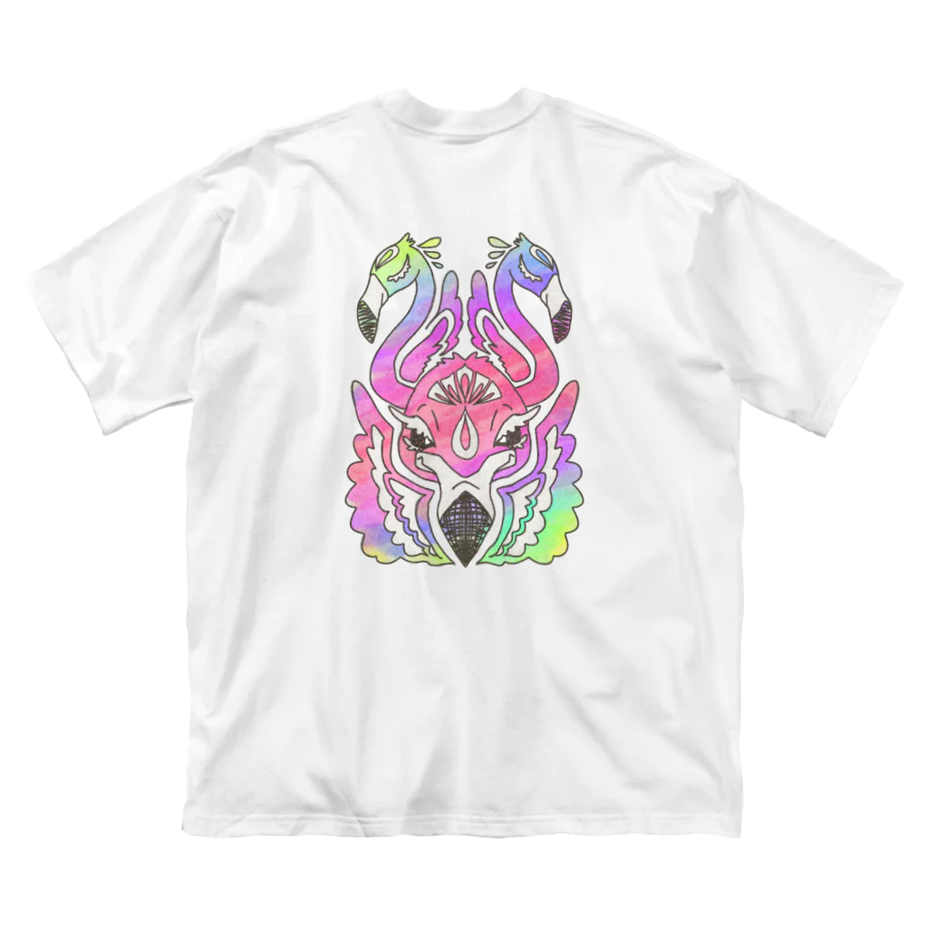 せきね まりのの(ウラ)レインボーフラミンゴ🦩🌈 ビッグシルエットTシャツ