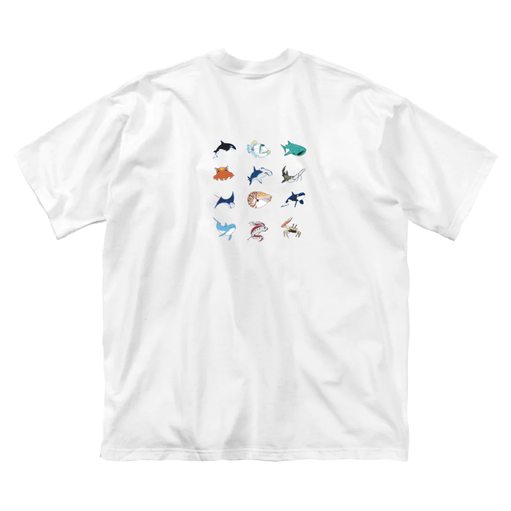 冥王星の海洋生物詰め合わせ（バック） ビッグシルエットTシャツ