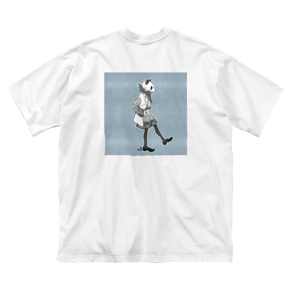 madein8☞shopのplaid (Back Panda) Big T-Shirt