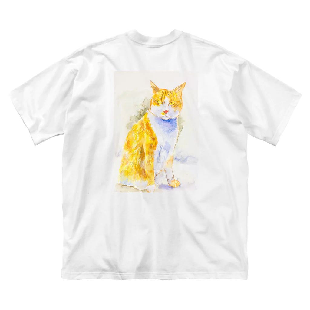 あおニャーマンの水彩画ねこ1 ビッグシルエットTシャツ