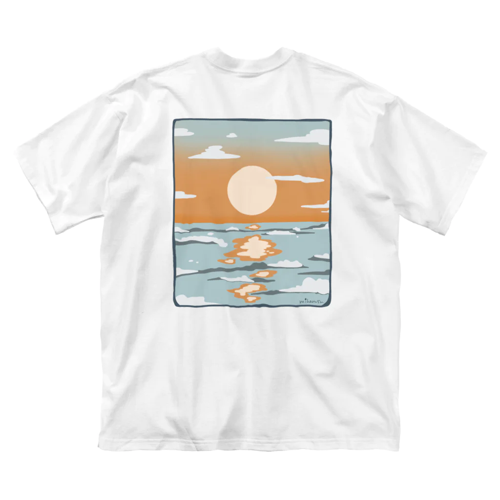 工房ミハルスの夕焼けの海 ビッグシルエットTシャツ