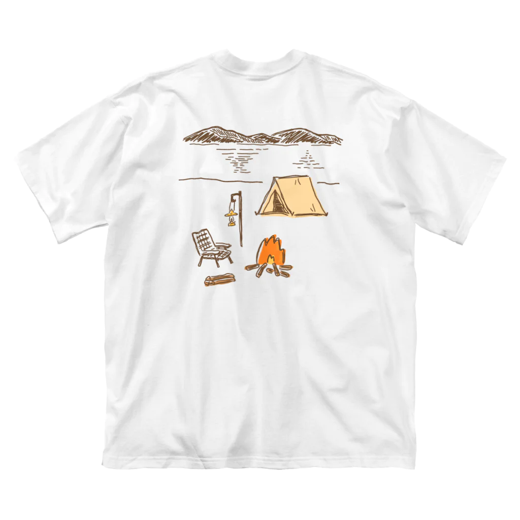 CHIGUのKOHAN CAMP たき火と湖とキャンプ ビッグシルエットTシャツ