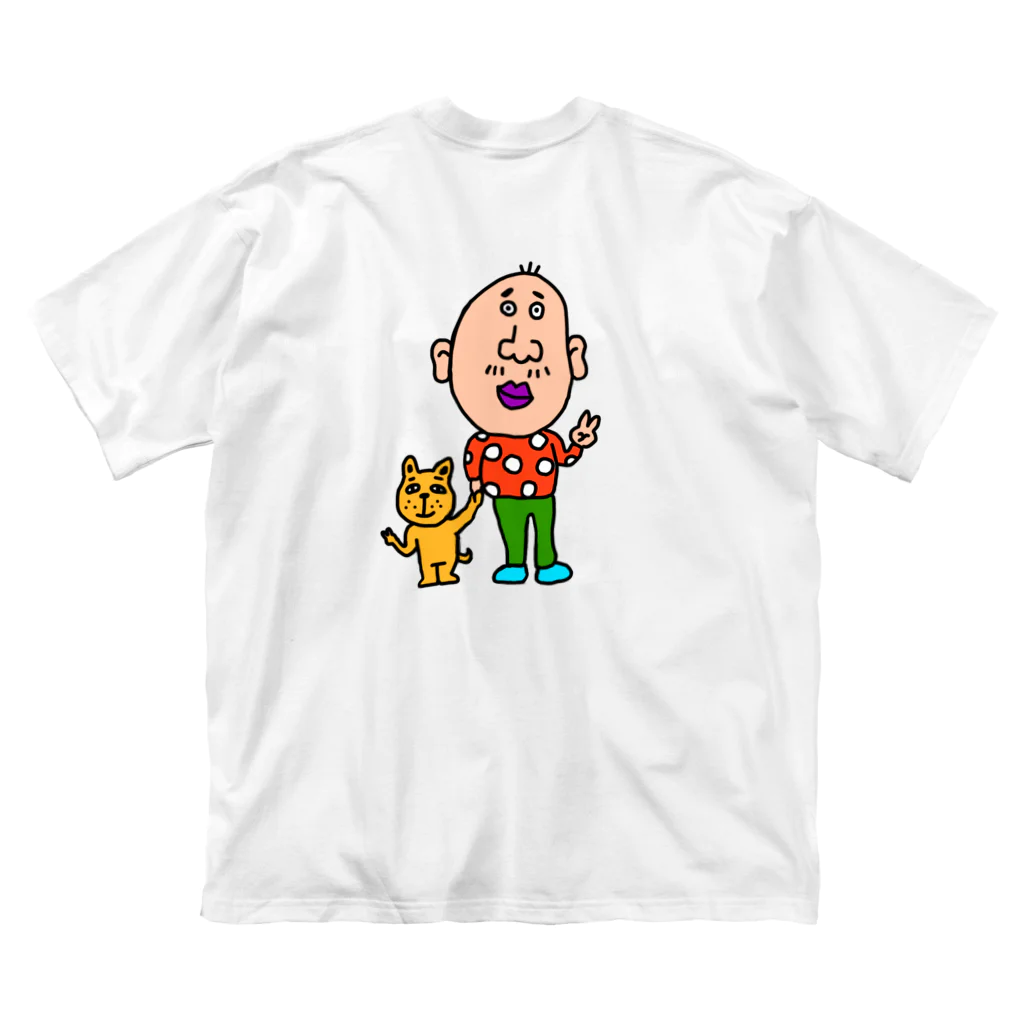 87dogsのピースするおじさんと犬 Big T-Shirt