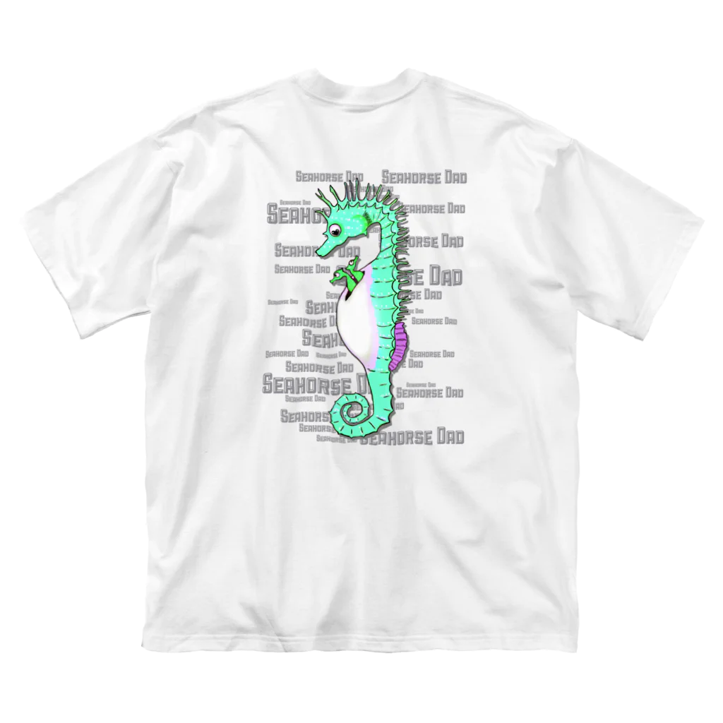 LalaHangeulのSeahorse Dad　グリーン　バックプリント Big T-Shirt