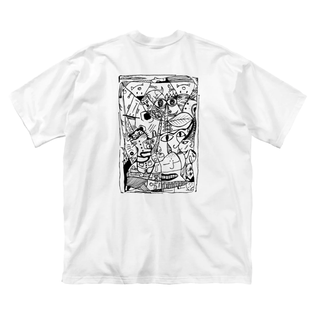 ZIGZIG CIDER GRAPHICのいろんな所にいろんな顔 Big T-Shirt