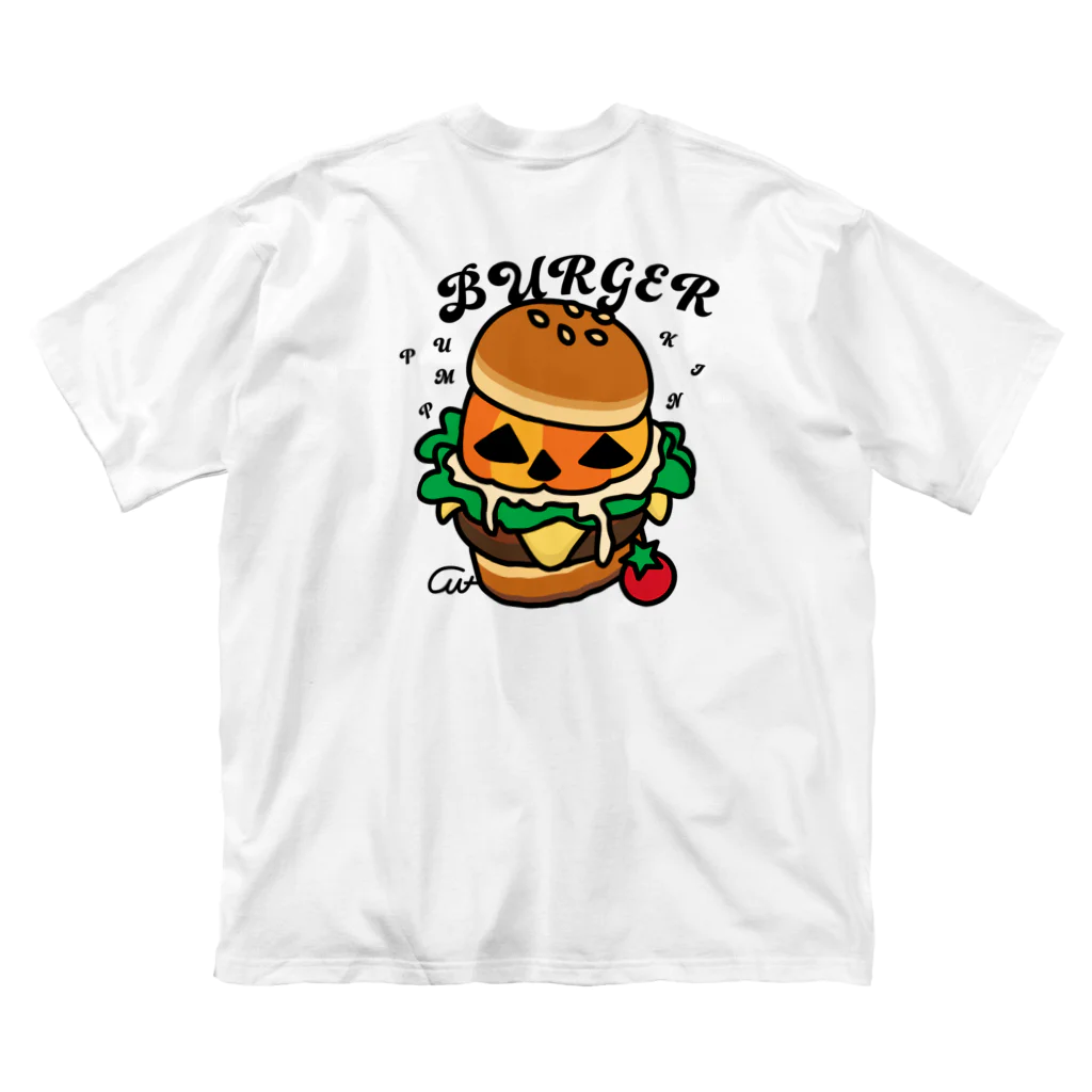 イラスト MONYAAT のバックプリント　バーガー ビッグシルエットTシャツ