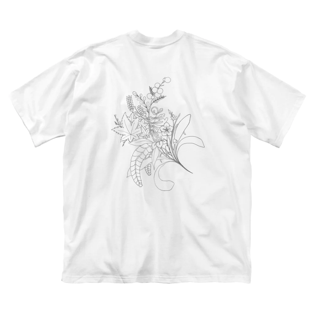 榛龍の家紋花束[黒] ビッグシルエットTシャツ