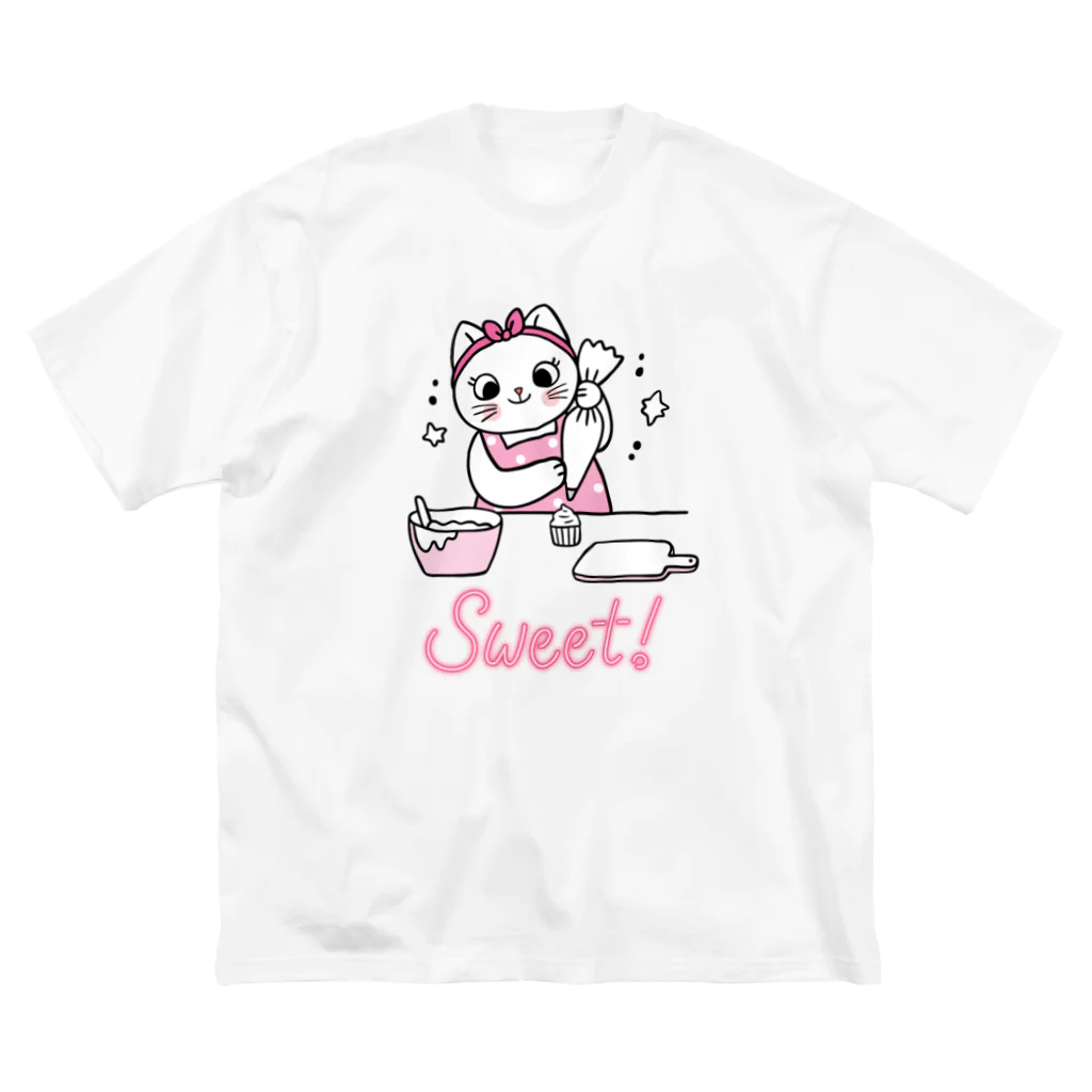 LoveAnimalの猫　お菓子づくり ビッグシルエットTシャツ