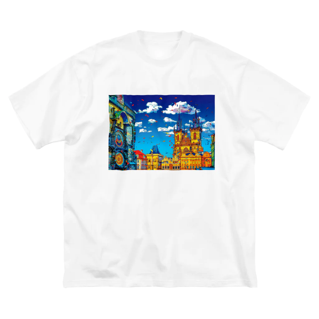 GALLERY misutawoのチェコ プラハの天文時計とティーン教会 Big T-Shirt