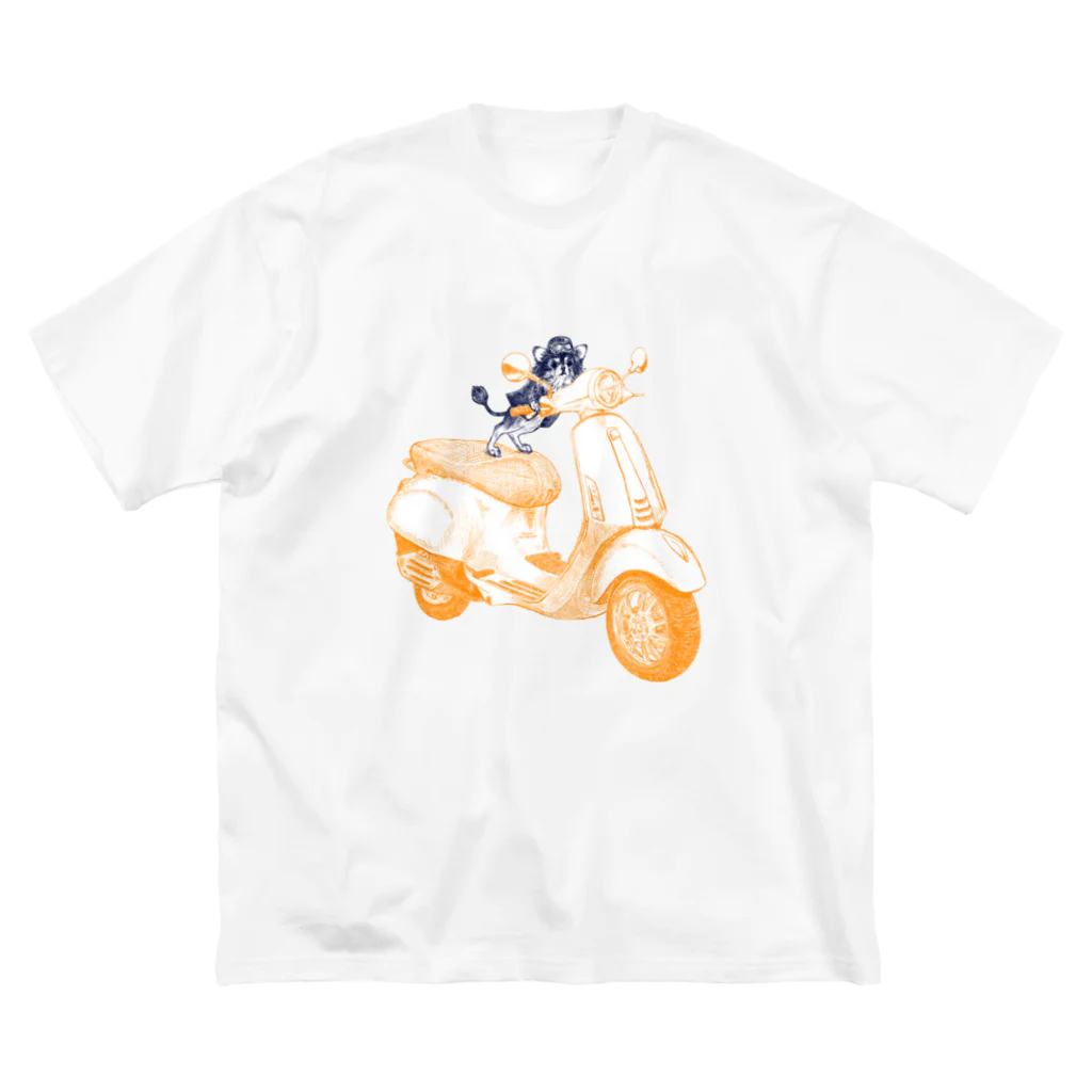 N谷スタジオのチワワのすっちゃんバイクに乗る ビッグシルエットTシャツ