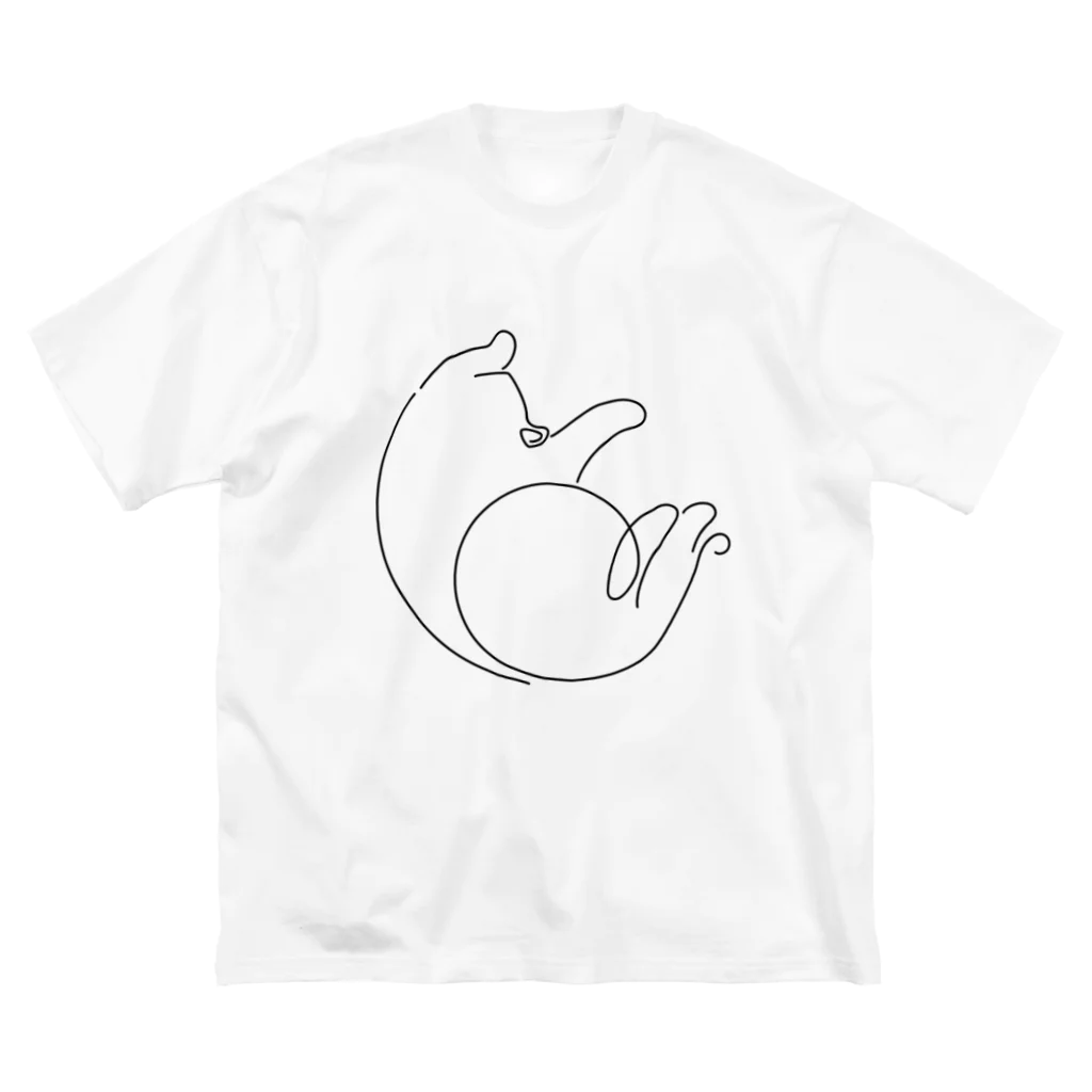 レイにーの仰向けシンプル黒猫 ビッグシルエットTシャツ