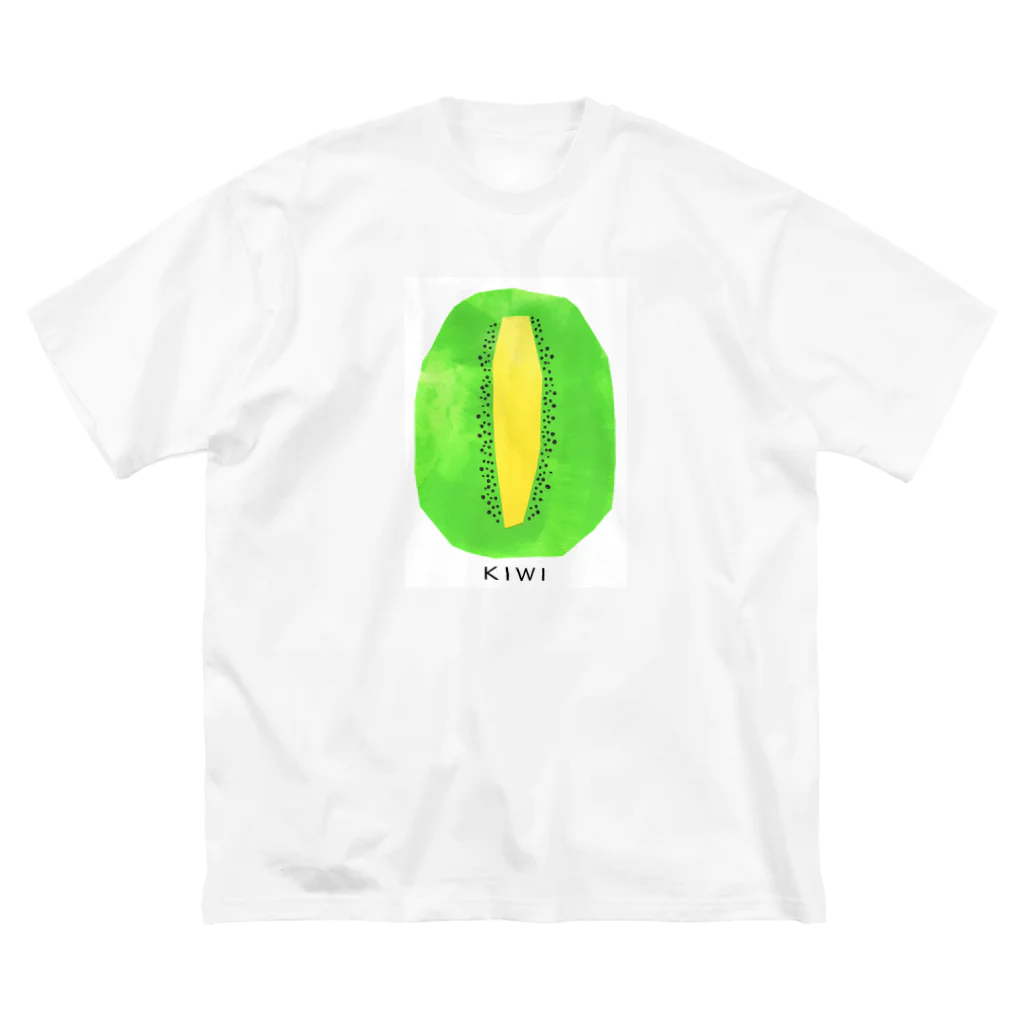 花と女性のイラストレーションのキウイ（kiwifruit）2022 ビッグシルエットTシャツ