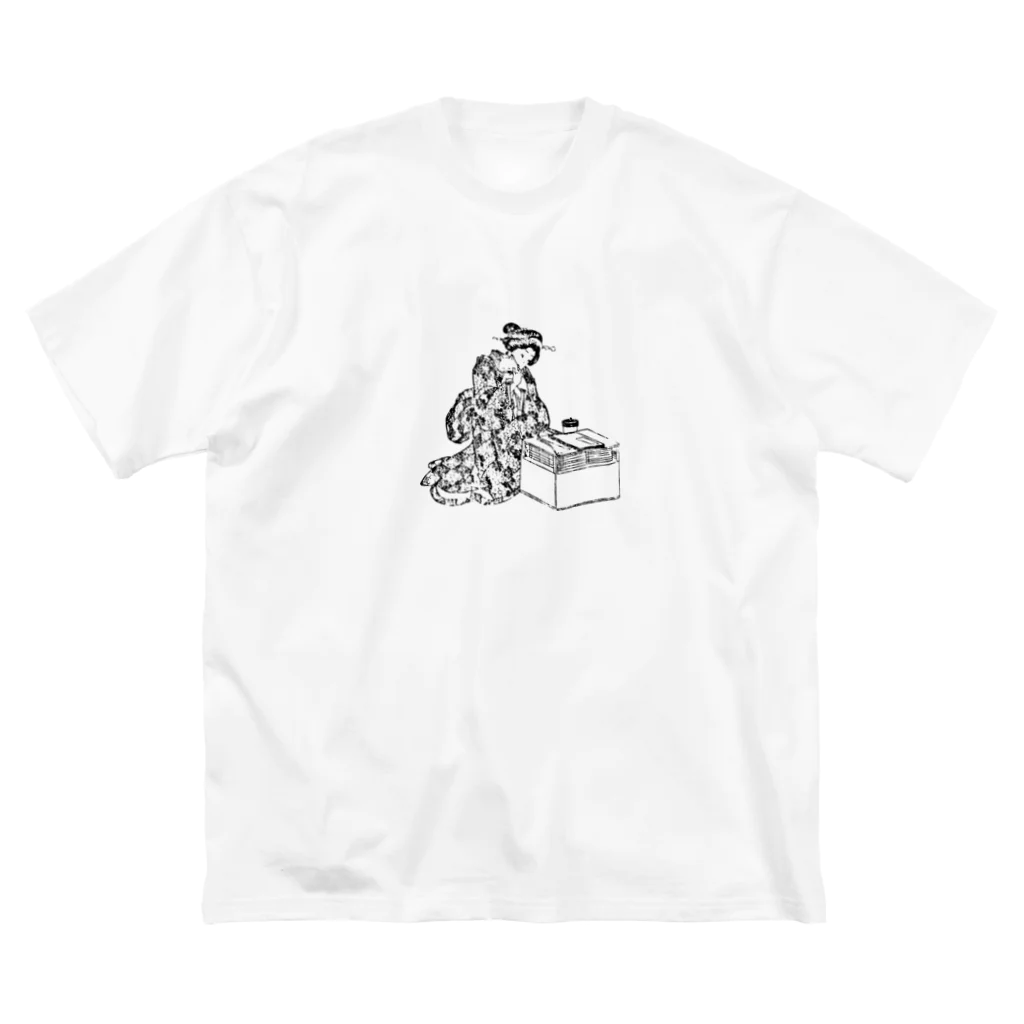 猫の浮世絵・草紙の猫を抱く美女 Big T-Shirt