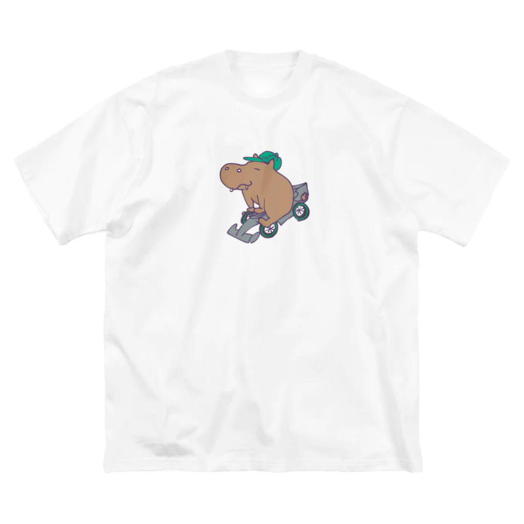 🥖こげぱん🐾のこげぱんカバ　F1ドライバー ビッグシルエットTシャツ