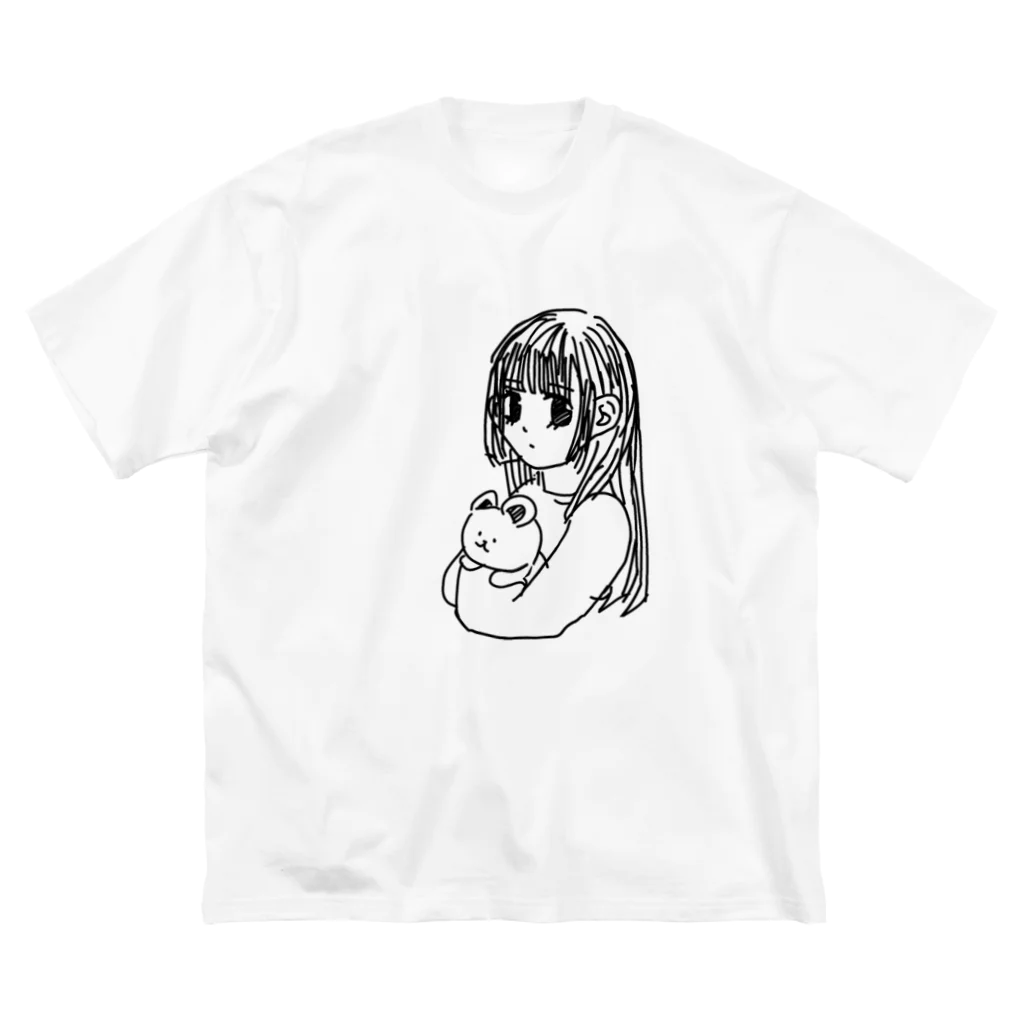 ごはんの女の子とクマ ビッグシルエットTシャツ