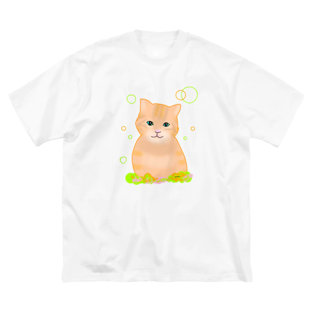 greetenの癒し猫　茶トラ ビッグシルエットTシャツ