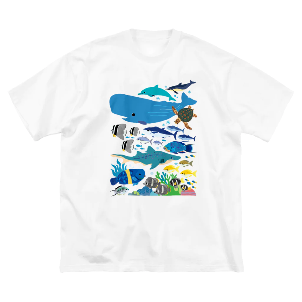 みなとまち層の小笠原の海洋生物(背景なし) ビッグシルエットTシャツ