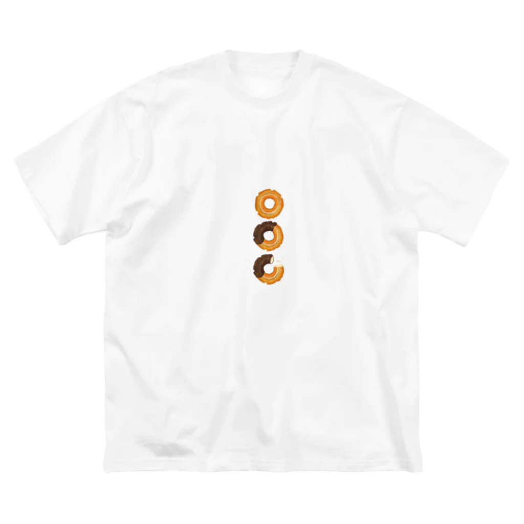 しま✳︎スイーツ/パティシエの食べかけチョコレートドーナツ ビッグシルエットTシャツ