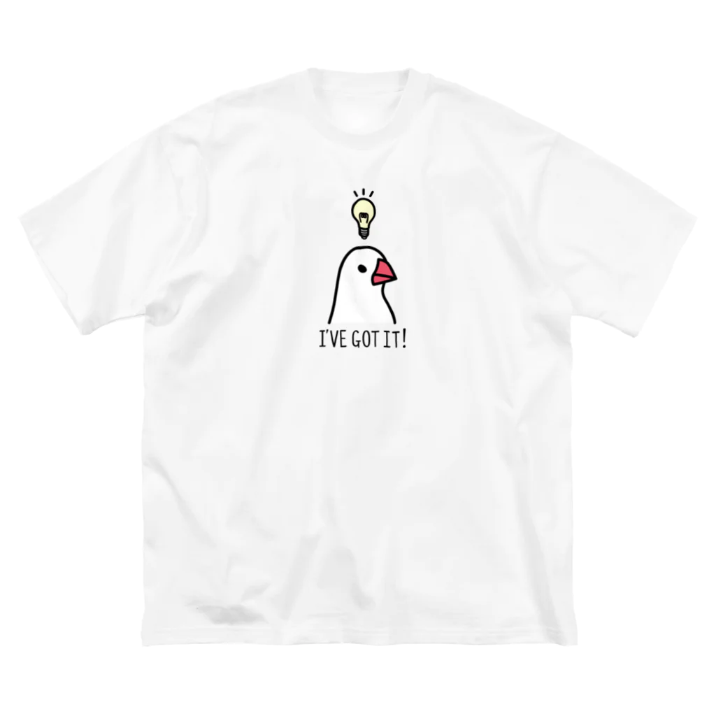 もしもしこちら文鳥のひらめき文鳥 ビッグシルエットTシャツ