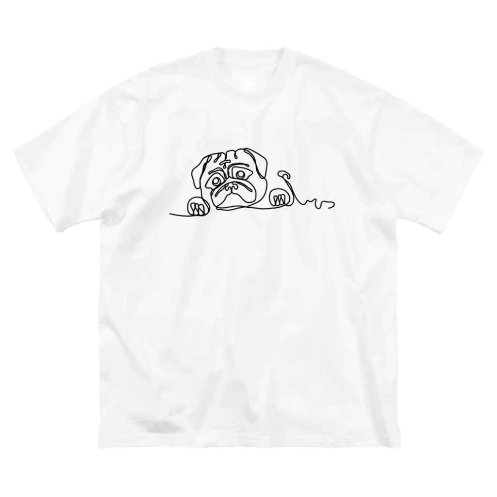 パグ PUG ぱぐ  OHMAI GALLERYのパグ一筆書Tシャツ ビッグシルエットTシャツ