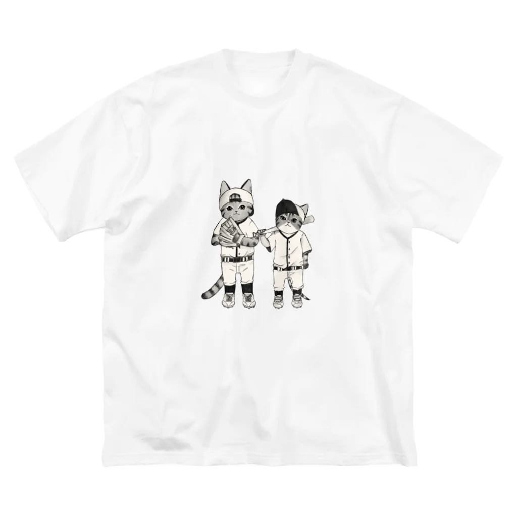 with_puyoの野球ネコ兄弟(Tシャツ両面プリント) Big T-Shirt