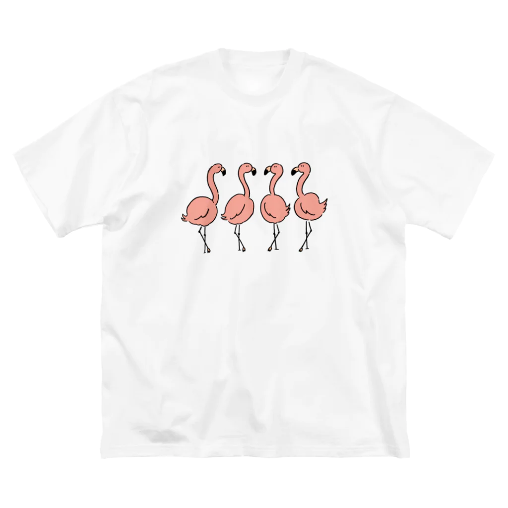 おかのはなみのこっちを向くフラミンゴ（カラー） ビッグシルエットTシャツ