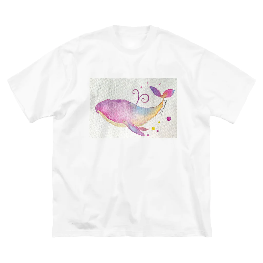 暖暖あたたかの虹色くじら Big T-Shirt