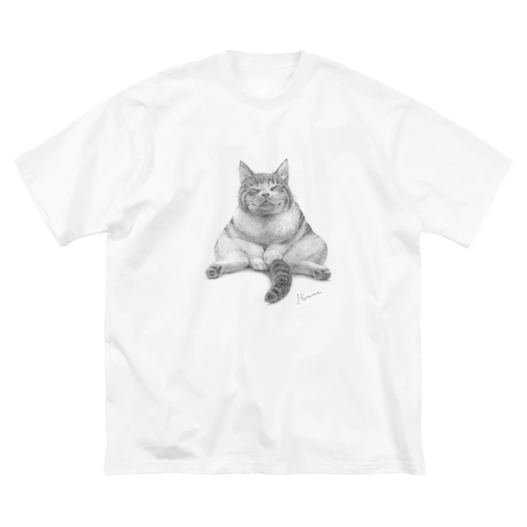 こうめ屋のトラ猫　ふみふみさん　フミフミ猫　丸顔　笑顔猫 ビッグシルエットTシャツ