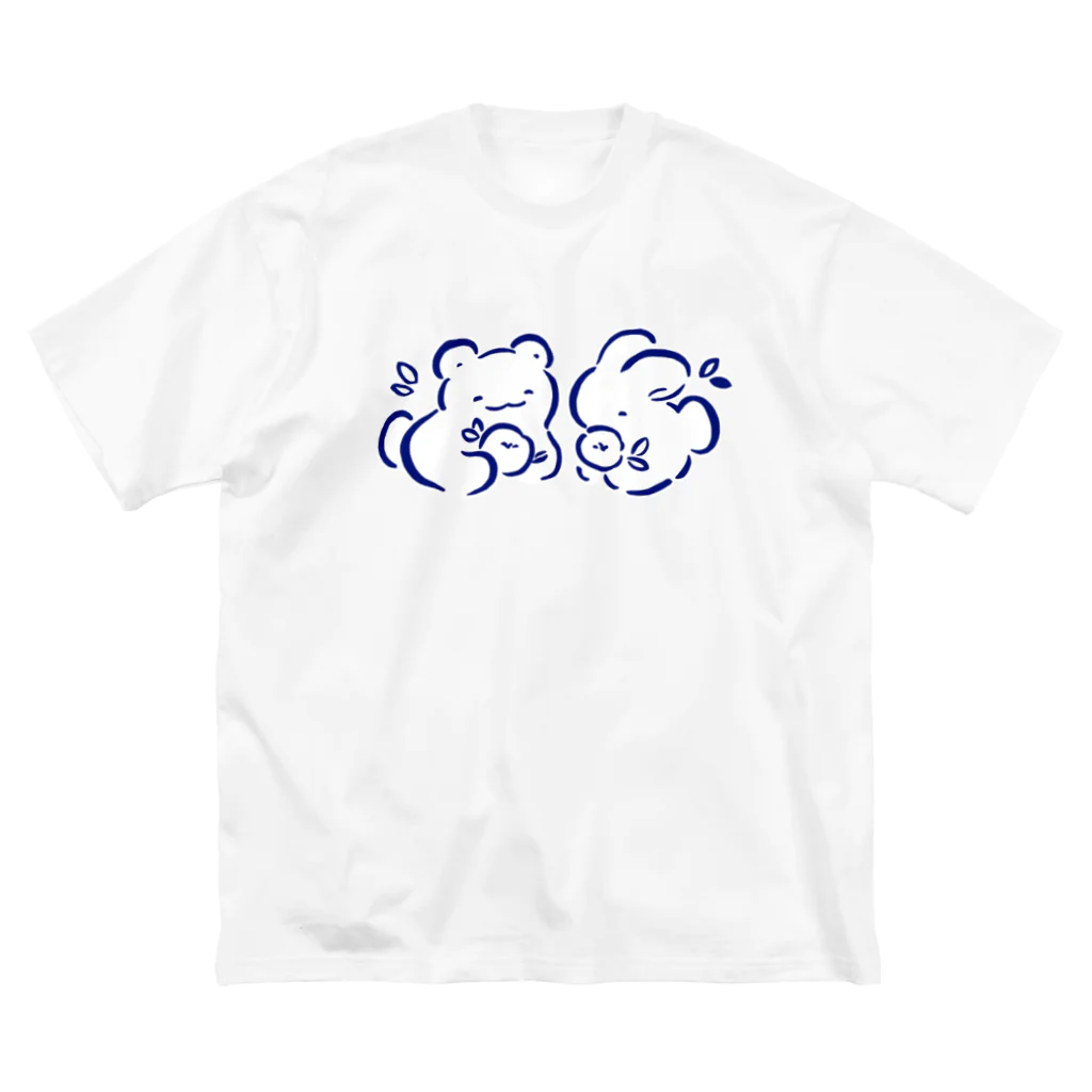 いさきのれいなのくまとうさぎと花々 ビッグシルエットTシャツ