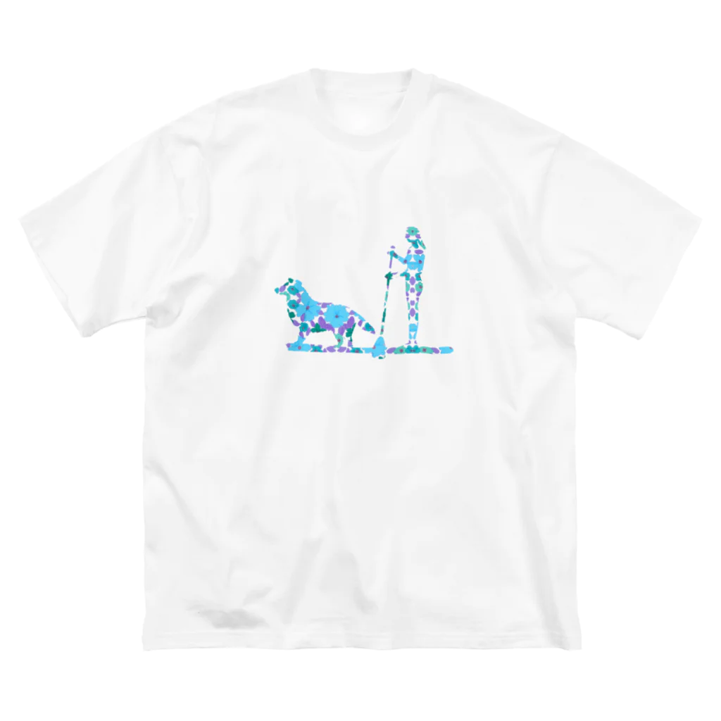 AtelierBoopのSUPDog ボーダーコリー　ブルー ビッグシルエットTシャツ