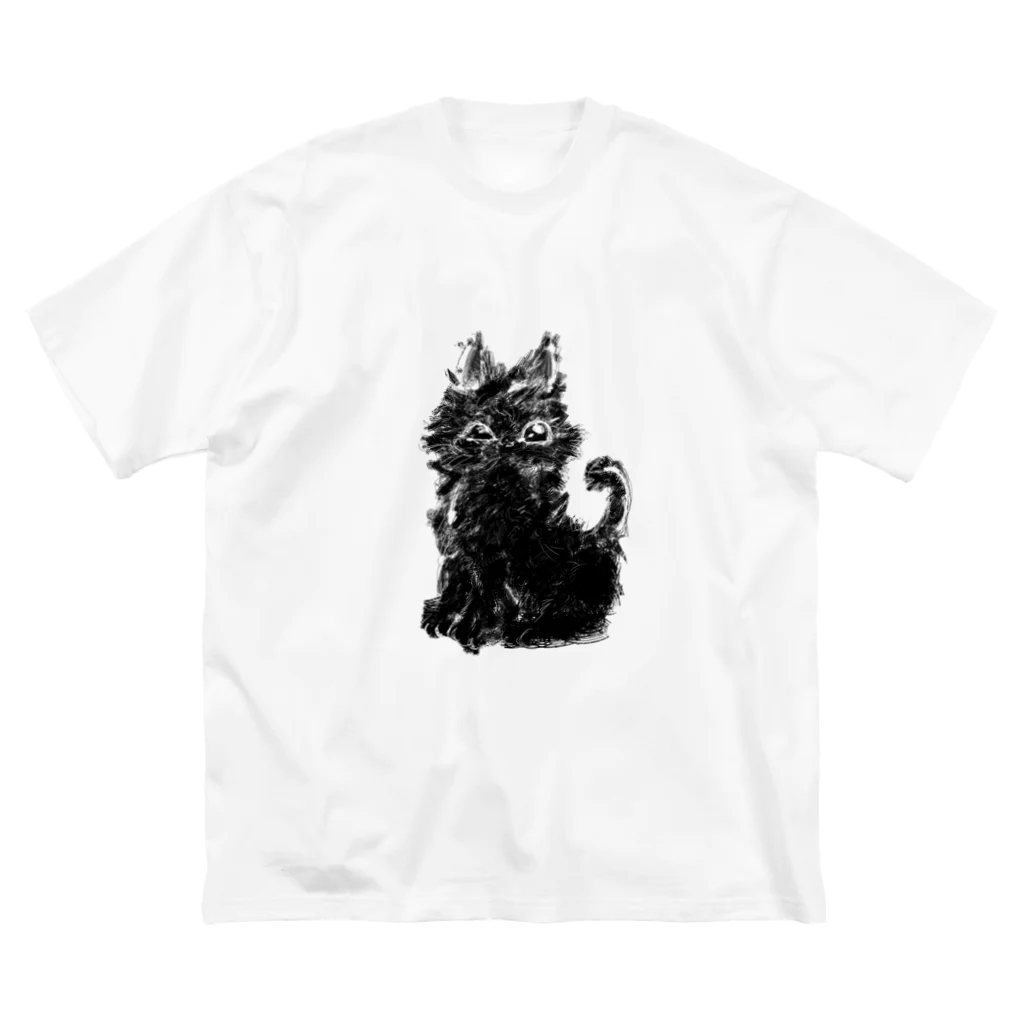 けむけむショップの黒こねこ ビッグシルエットTシャツ