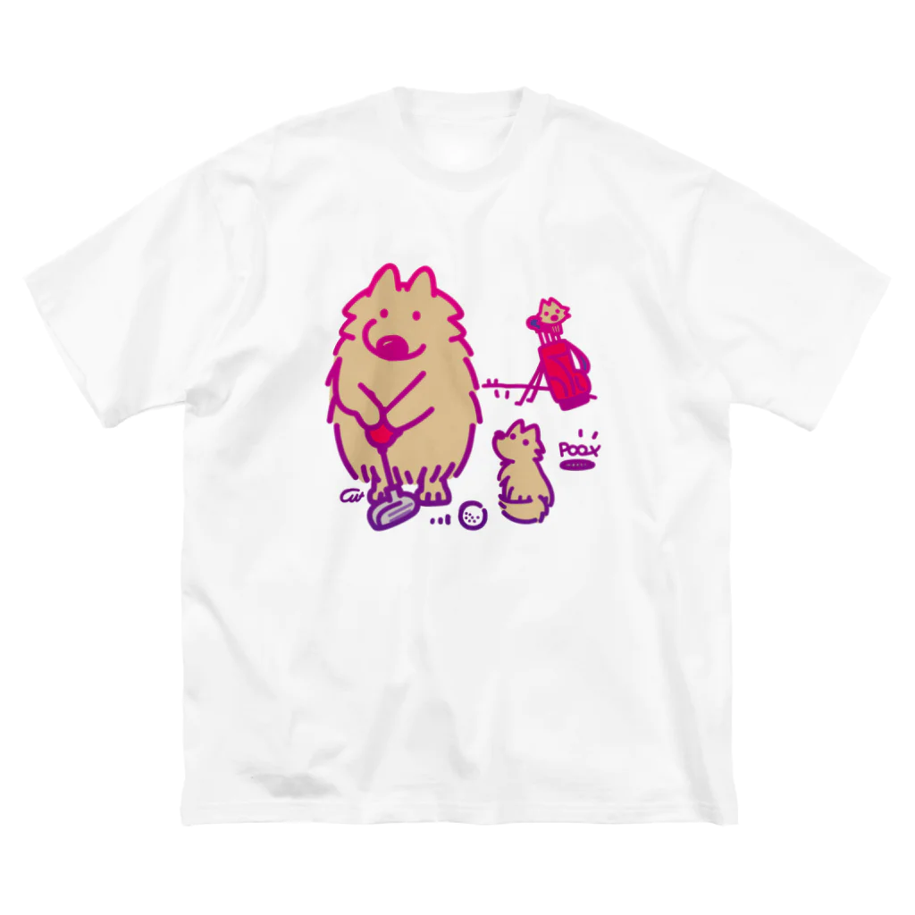 イラスト MONYAAT のポメラニアン　ゴルフ2 A ビッグシルエットTシャツ