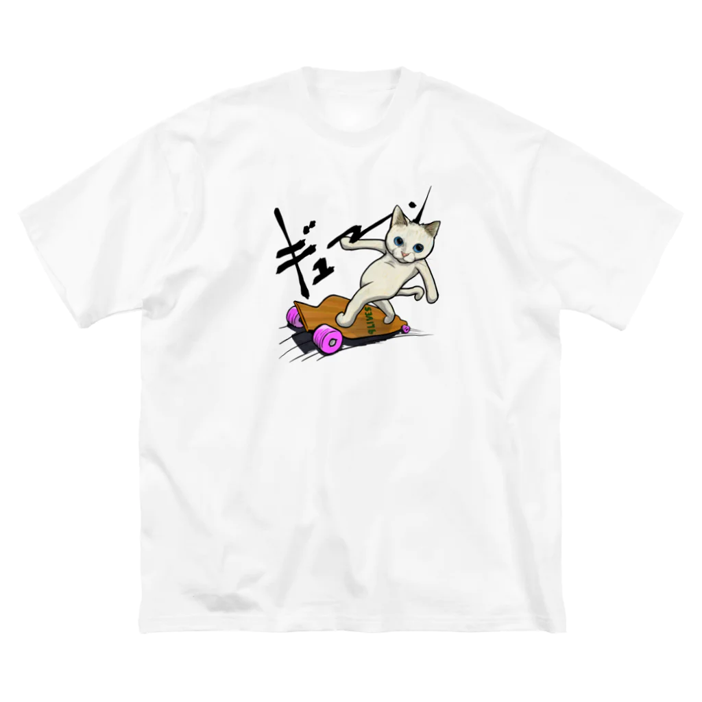 TAKE-TONのロングボードねこ ビッグシルエットTシャツ