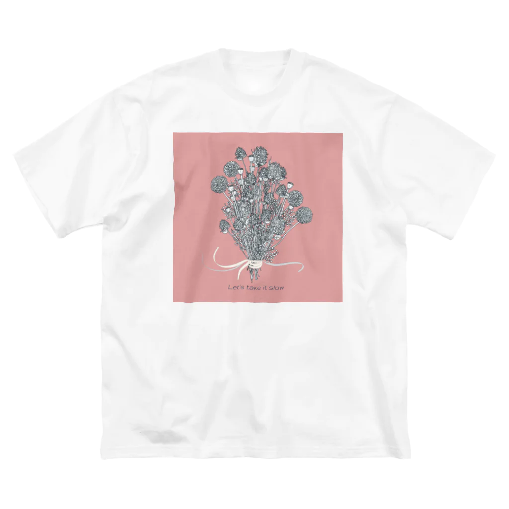 Timoのドライフラワー　pink ビッグシルエットTシャツ