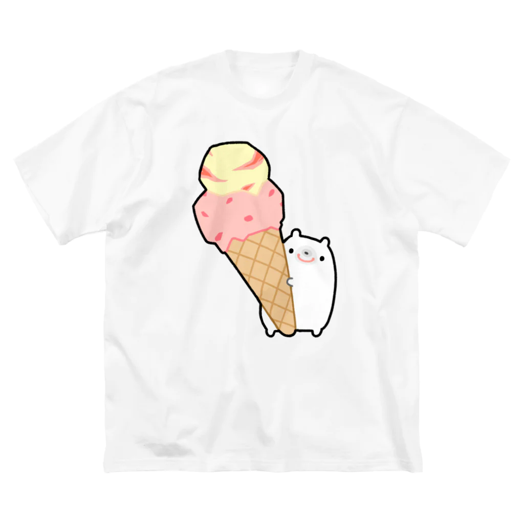 うさやのアイスクリームをゲットしてご満悦のくま ビッグシルエットTシャツ