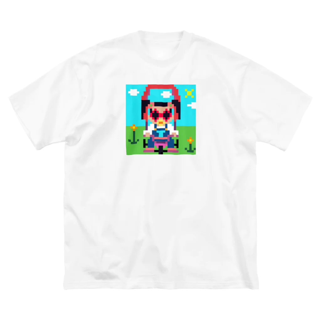 Ruru's worldの01ドット絵　ruruちゃん/三輪車でお散歩　 ビッグシルエットTシャツ