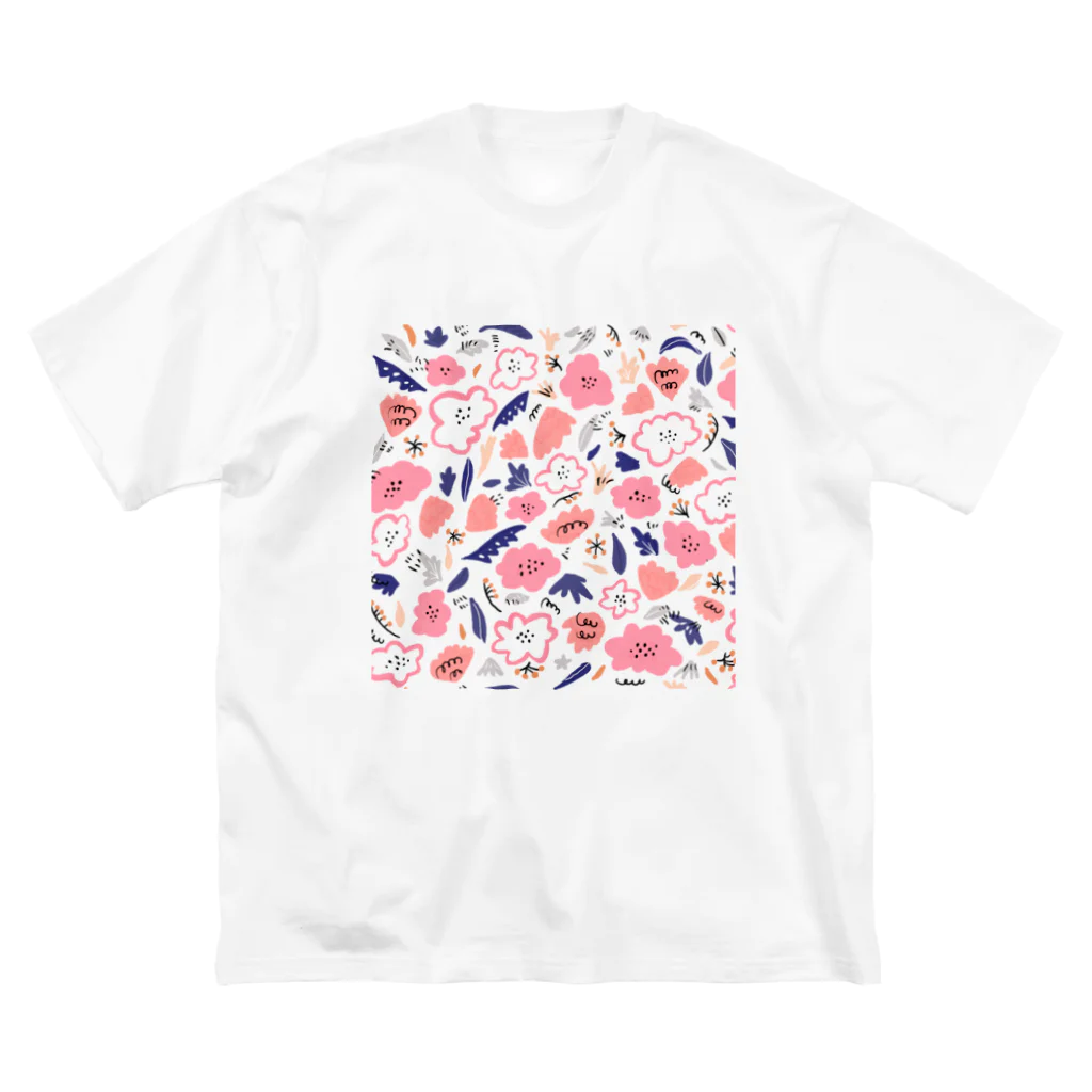 Katie（カチエ）の抽象的な手描きの花柄 ビッグシルエットTシャツ