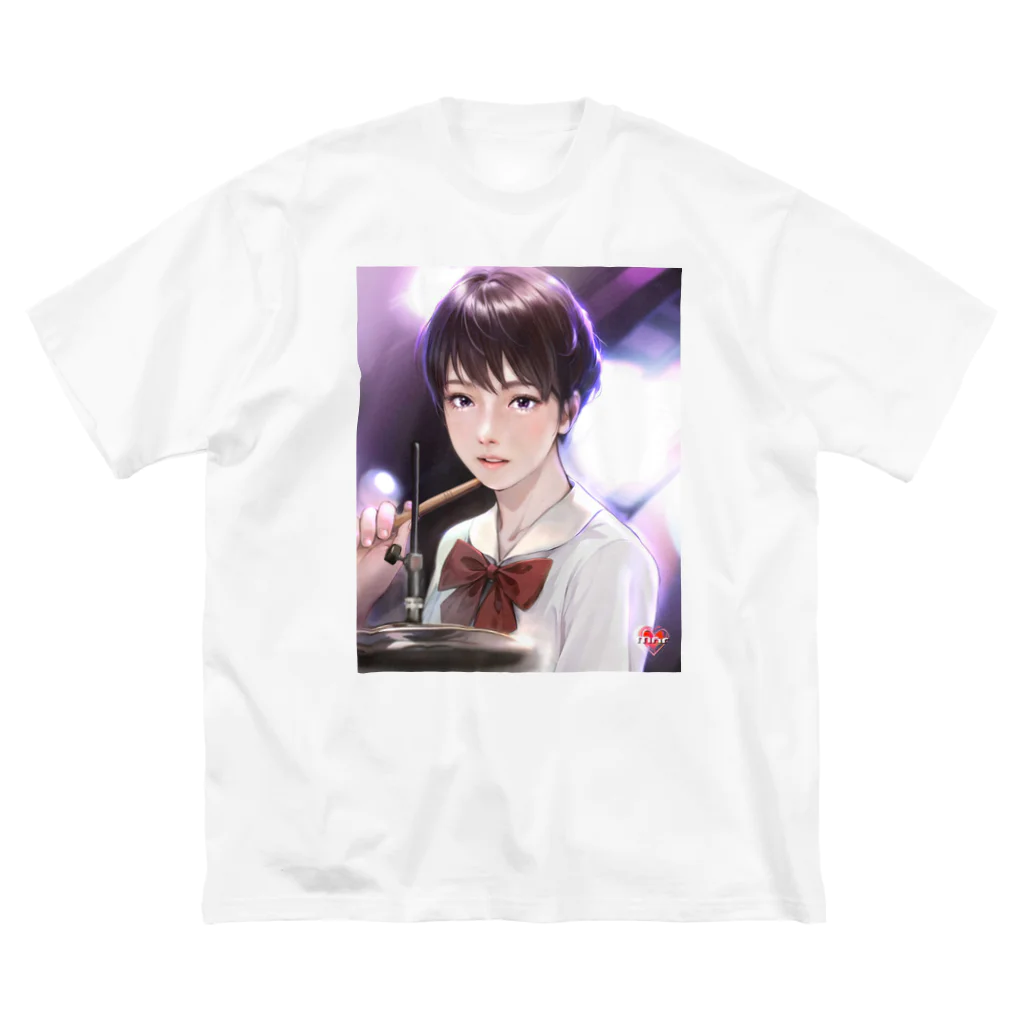 Mahiroshka まひろ朱夏 絵と音楽のドラム少女 ビッグシルエットTシャツ