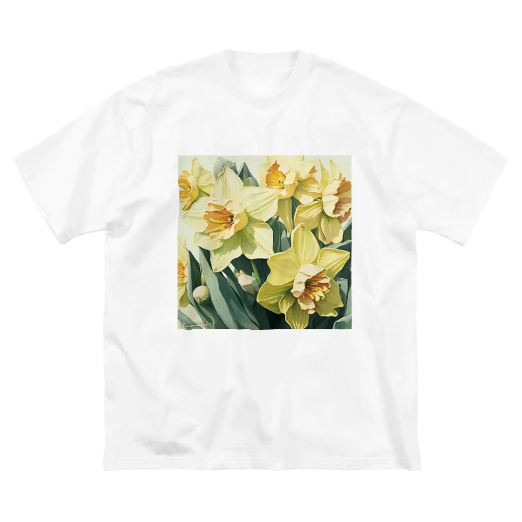 botanicalartAIの黄色のスイセン ビッグシルエットTシャツ