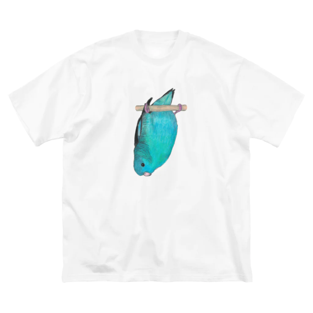 森図鑑の[森図鑑] サザナミインコ水色 Big T-Shirt