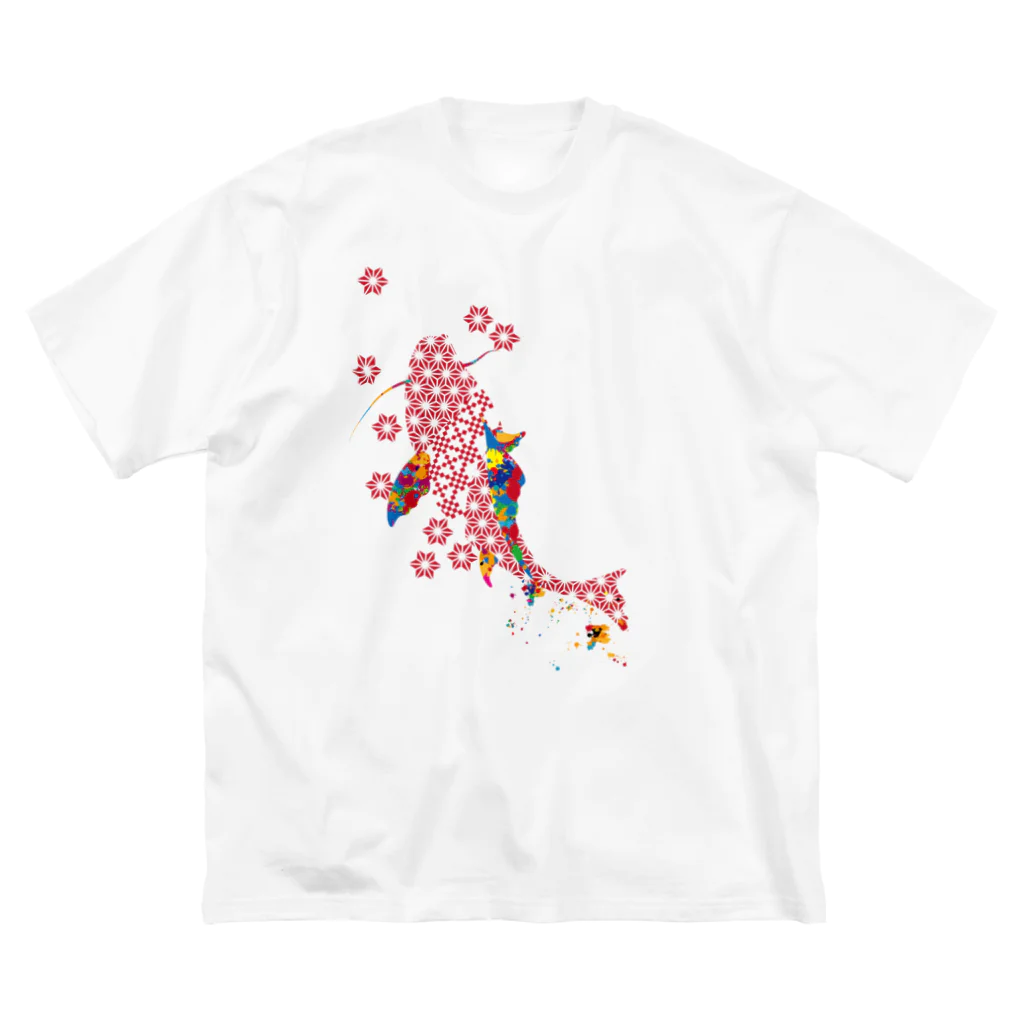cuuyabowの鯉のぼり・和柄＆スプラッシュ / Red Big T-Shirt