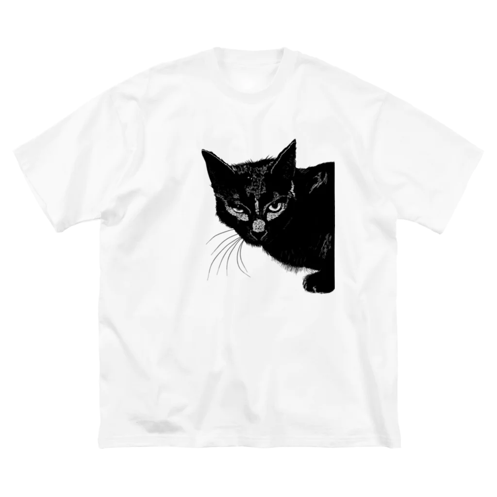 小鳥と映画館のカッコよく覗きに来た黒猫 Big T-Shirt