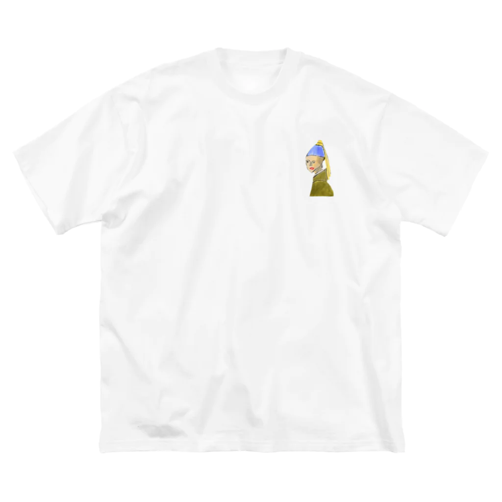 Genart0717のGirl with a pearl earring　フェルメールの真珠の耳飾りの少女 ビッグシルエットTシャツ