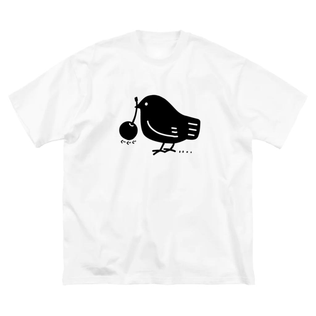 イラスト MONYAAT のみつぐトリ黒 ビッグシルエットTシャツ