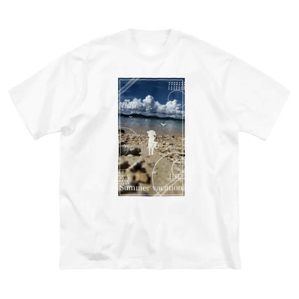 れもその小さいお店の夏を感じる海の景色【暗】 ビッグシルエットTシャツ