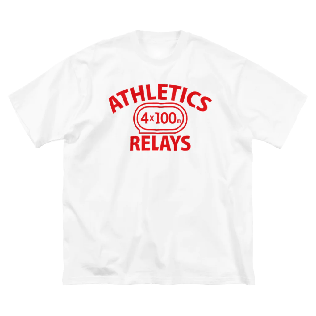 sports_tower スポーツタワーの4×100mリレー・リレー競走・赤・陸上競技・400メートルリレー走・デザイン・Tシャツ・陸上部・男子・女子・ジュニア・入賞・有力・確実・候補・有望・応援・精神力・集中力・日本人・陸上魂 ビッグシルエットTシャツ