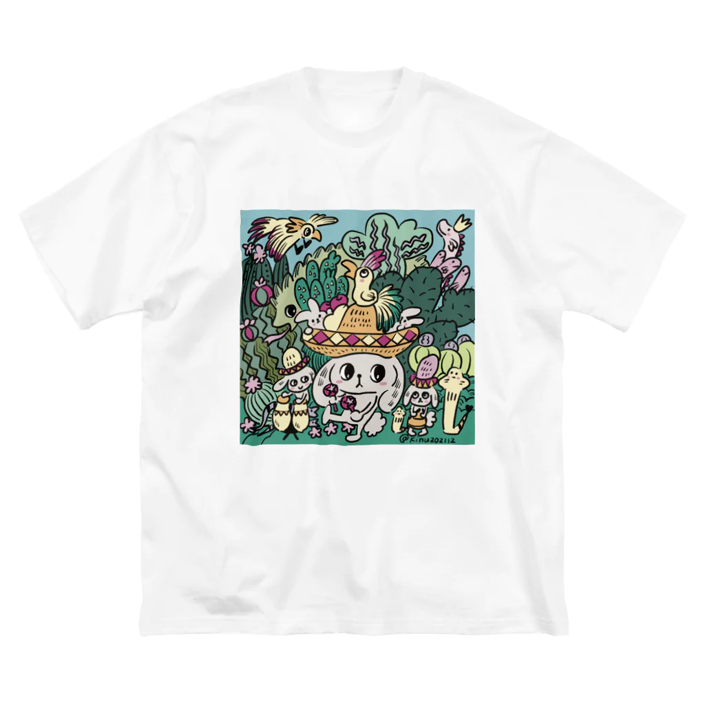 猫のきぬくんのお店のジャングルでサンバを踊ろう ビッグシルエットTシャツ